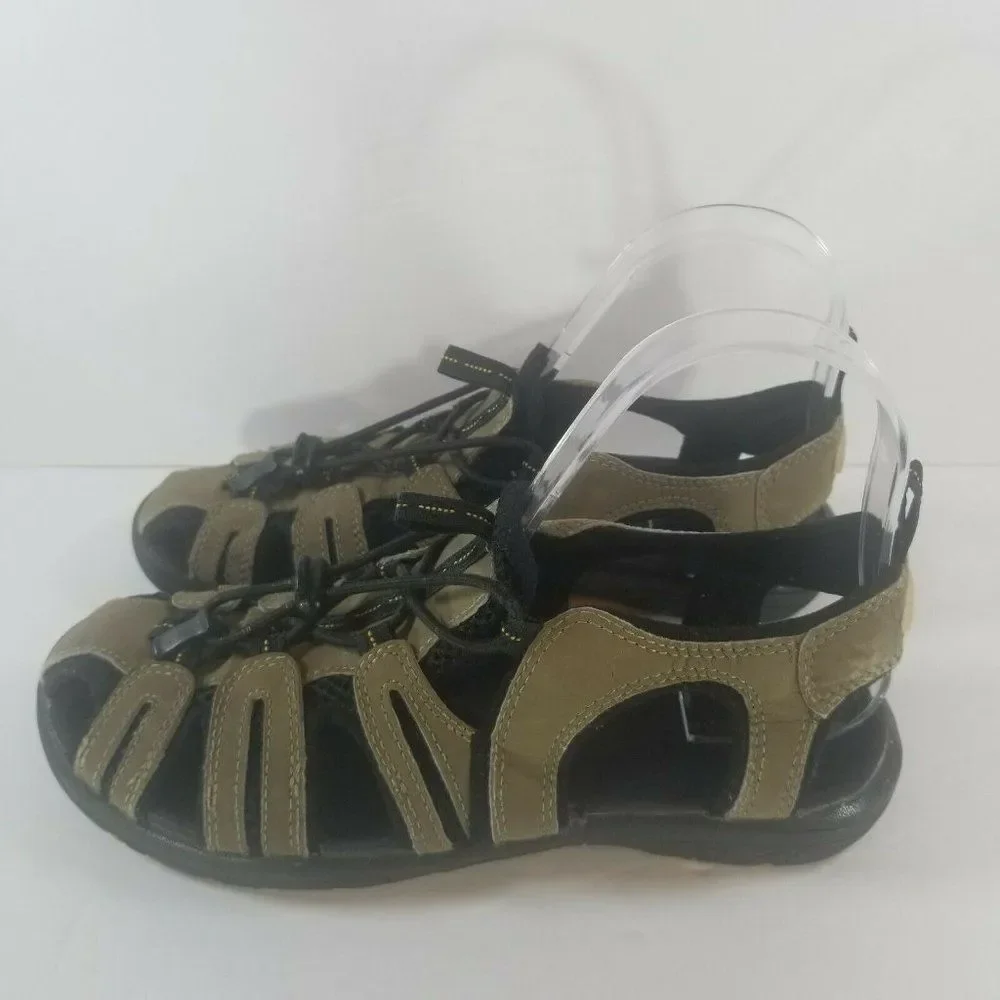 LL BEAN Kids Size 4 Brown Black Water Outdoors Bungie Shoes Sandals